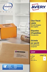 Etiket Avery L7567-25 A4 transparant mat 25 vel 25 stuks