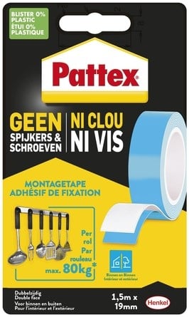 Plakband Pattex Supermontage binnen hecht tot 80kg