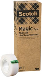 Plakband Scotch Magic 900 19mmx33m onzichtbaar 9 stuks
