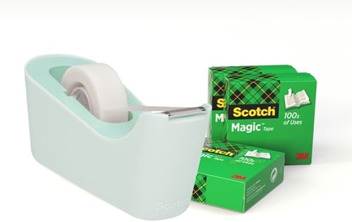 Plakbandhouder Scotch C18 mint + 4 rol Magic tape 19mmx33m