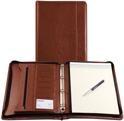 Schrijfmap Brepols Palermo A4 25,5x34,7cm 4r-mechaniek lederlook bruin