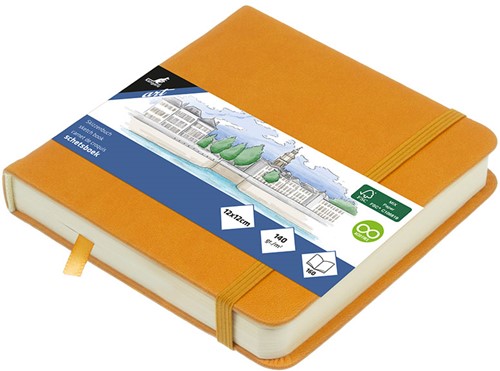 Schetsboek Kangaro 12x12cm okergeel 80 vel roomwit 140 grams