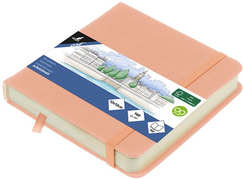 Schetsboek Kangaro 12x12cm oud roze 80 vel roomwit 140 grams