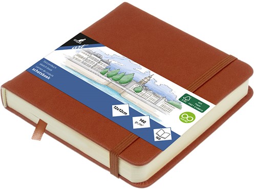 Schetsboek Kangaro 12x12cm cognac 80 vel roomwit 140 grams