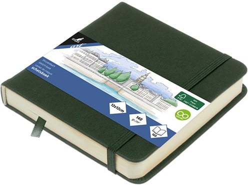 Schetsboek Kangaro 12x12cm forest green 80 vel roomwit 140 grams