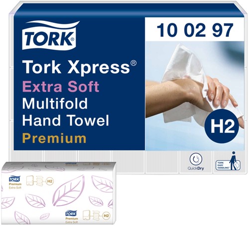Handdoek Tork H2 Xpress Extra Soft 2-laags wit 21x 100 stuks 100297