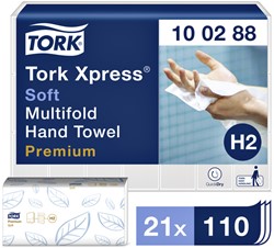 Handdoek Tork H2 2-laags 21x34cm wit 21x 110 stuks 100288