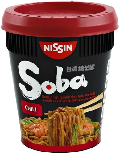 Nissin Soba Noodles chili cup | afname per 8 stuks