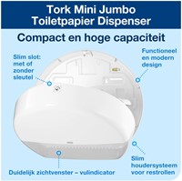 Toiletpapier dispenser Tork T2 Elevation Jumbo klein wit 555000-2