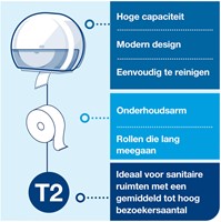 Toiletpapier dispenser Tork T2 Elevation Jumbo klein wit 555000-2
