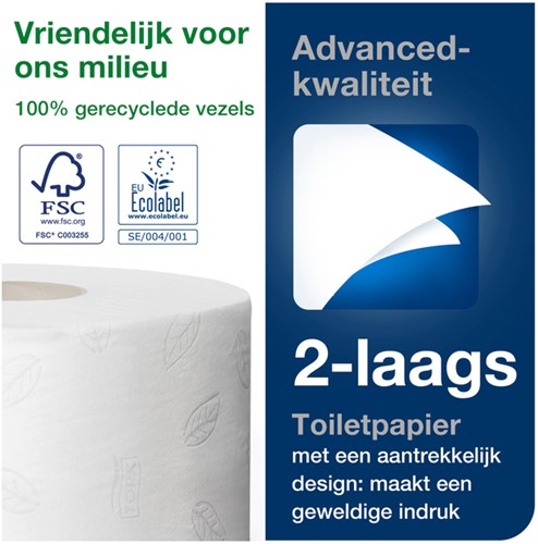Toiletpapier Tork T2 Advanced Jumbo klein 2-laags 170 meter wit pak à 12 rol 120280-3