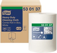Reinigingsdoek Tork W2 Premium Heavy-Duty 1-laags 106 meter wit 530137