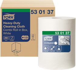 Reinigingsdoek Tork W2 Premium Heavy-Duty 1-laags 106 meter wit 530137