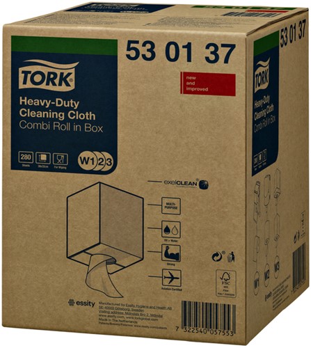 Reinigingsdoek Tork W2 Premium Heavy-Duty 1-laags 106 meter wit 530137-3