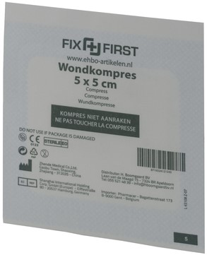 Gaascompressen steriel FixFirst 5x5cm 16 stuks