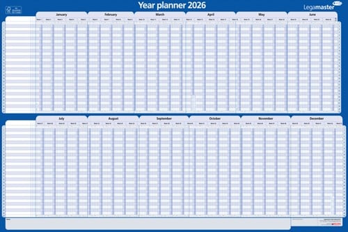 Projectjaarplanner 2026 Legamaster 60x90cm horizontaal gelaminerd 7-423122-24