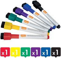 Whiteboard marker Nobo mini met magneet en wisser 6-delig assorti-4