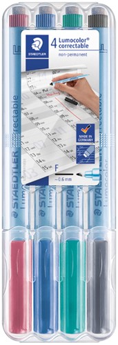 Viltstift Staedtler Lumocolor 305 F non permanent assorti 4 stuks
