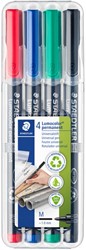 Permanent marker Staedtler Lumocolor 317 M 4-delig assorti