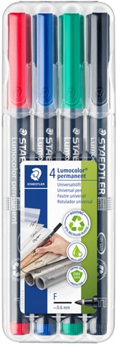 Permanent marker Staedtler Lumocolor 318 F 4-delig assorti