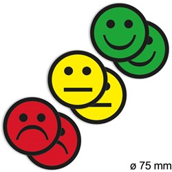 Magneet smiley 7,5cm 2x geel 2x groen 2x rood