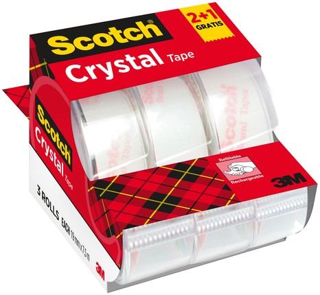 Plakband Scotch 600 19mmx7.5m Crystal Clear dispenser