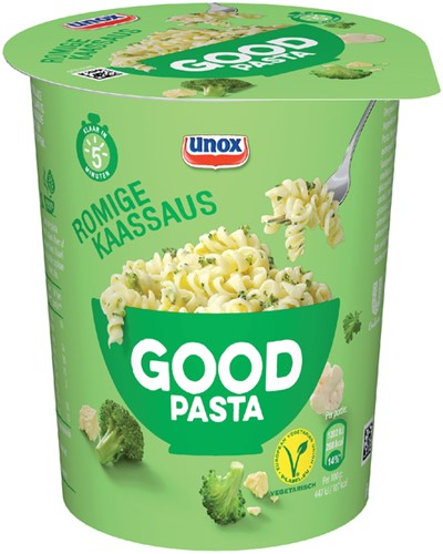 Unox Good Pasta kaassaus cup. Afname per 8 stuks