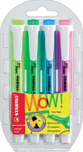 Markeerstift Stabilo Swing Cool 275 4-delig assorti