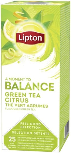 Thee Lipton Green Tea Citrus 25 zakjes per stuk verpakt