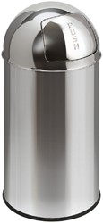 Afvalbak Pushcan met pushdeksel 40 liter chroom