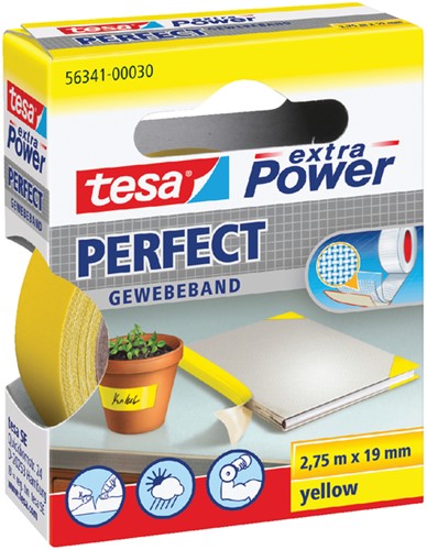 Plakband Tesa textiel 19mmx2,75m geel