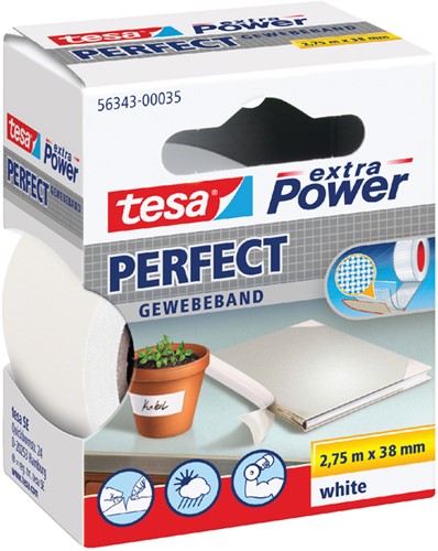 Plakband Tesa textiel 38mmx2,75m wit
