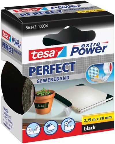 Plakband Tesa textiel 38mmx2,75m zwart