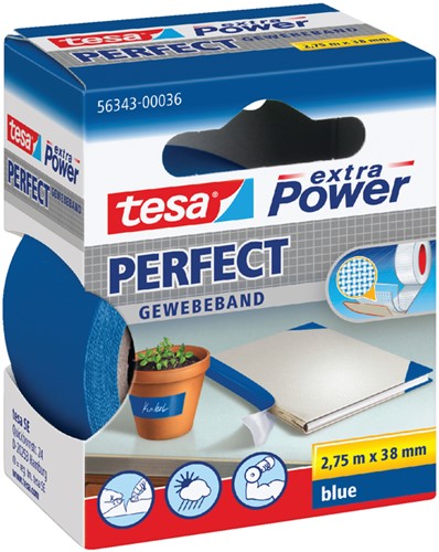 Plakband Tesa textiel 38mmx2,75m blauw
