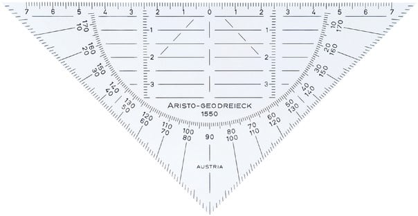 Messing onderhoud Contour Geodriehoek Aristo 1550 160mm flexibel transparant