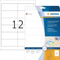 Etiket Herma 4682 A4 96,5x42,3mm transparant 25 vel 300 stuks
