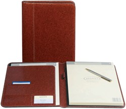 Schrijfmap Brepols Palermo A4 24,2x33cm lederlook lichtbruin