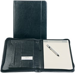 Schrijfmap Brepols Palermo A4 27x33cm lederlook zwart
