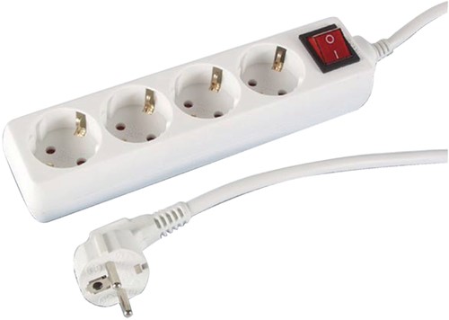 Tafelcontactdoos wit 4-voudig met schakelaar 150cm