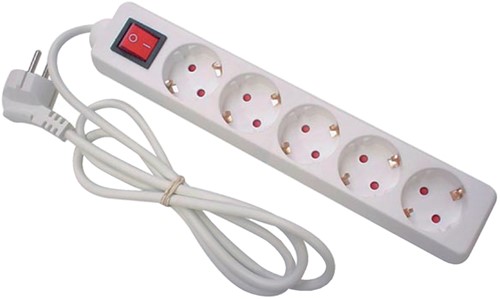 Tafelcontactdoos wit 5-voudig met schakelaar 150cm