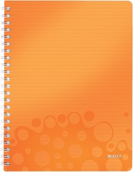 Notitieboek Leitz WOW A4 lijn spiraal 80 vel omslag oranje