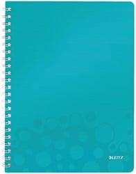 Notitieboek Leitz WOW A4 lijn spiraal 80 vel omslag ijsblauw