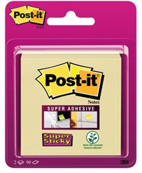 Memoblok 3M Post-it 6922-SSY Super Sticky 76x76mm geel 2 blokjes