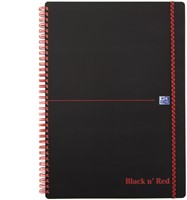 Notitieboek Oxford Black n' Red A4 lijn met spiraal en elastieksluiting