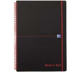 Notitieboek Oxford Black n' Red A4 lijn met spiraal en elastieksluiting
