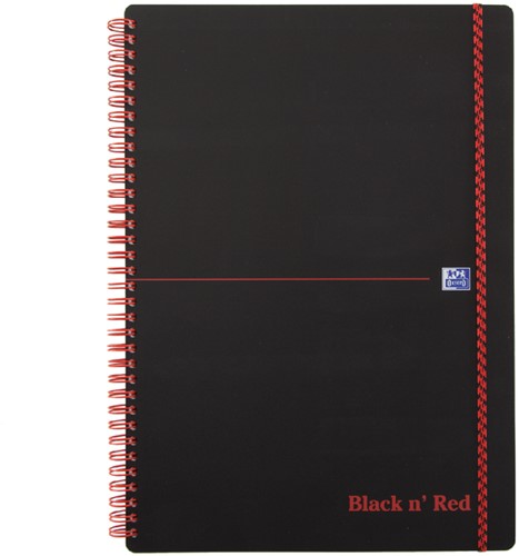 Notitieboek Oxford Black n' Red A4 lijn met spiraal en elastieksluiting