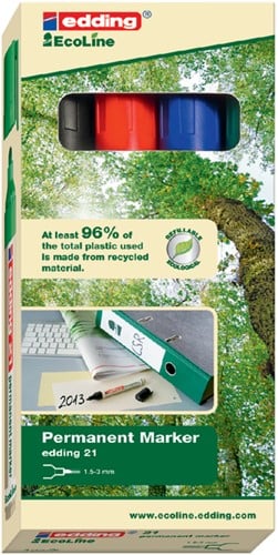 Permanent marker Edding 21 Eco 1.5-3mm 4-delig assorti