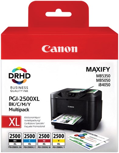 Inktcartridge Canon PGI-2500XL zwart + 3 kleuren HC.