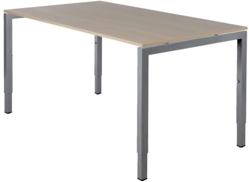 Bureau NPO Fyra instelbaar 180x80cm alu frame eiken blad