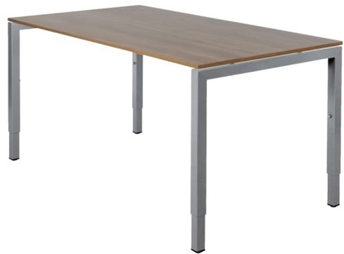 Bureau NPO Fyra instelbaar 180x80cm alu frame noten blad